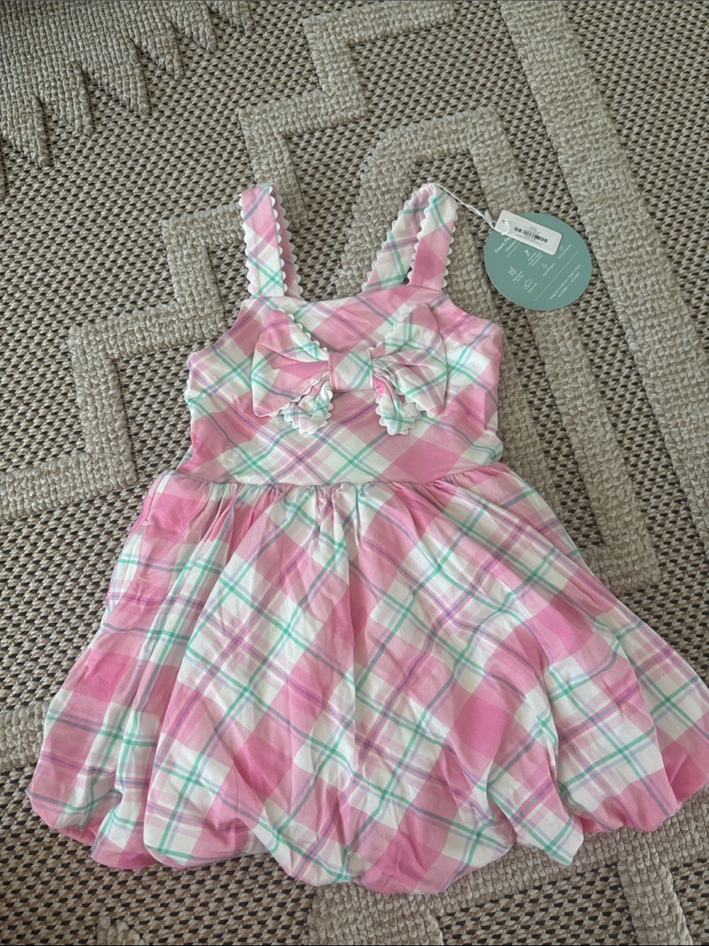 NWT Little Sleepies Springtime Plaid Bow Bubble Dress